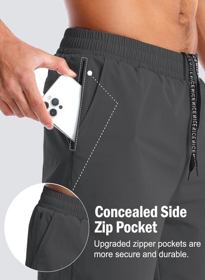 Aolesy Men’s 2 in 1 Running Shorts 7 Inch Quick Dry Workout Gym Shorts with Pockets Tennis Training Athletic Shorts with Liner for Men Dark Grey - Image 2